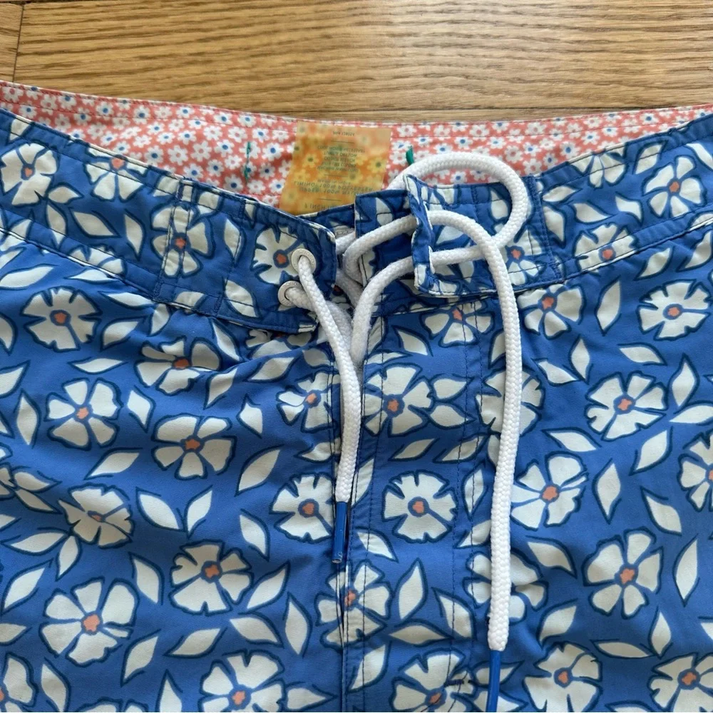 Bonobos Men’s blue white floral bathing suit swim trunks size 31 7 inch